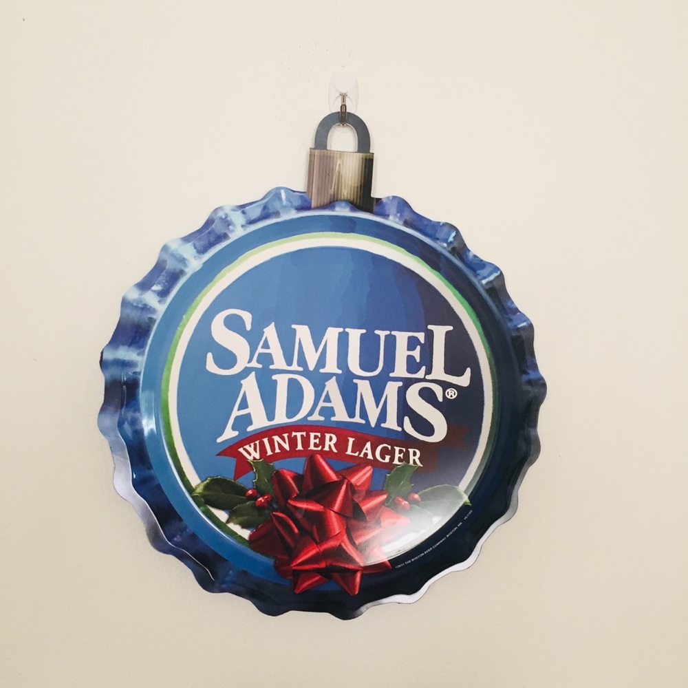 Samuel Adams pop top sign winter lager holiday